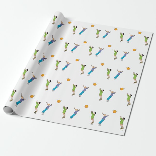 Papier Cadeau Enfants Jouant À La Balle (Déroulé)