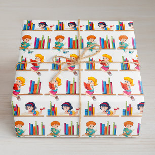 Papier Cadeau Enfants Lecture Livres