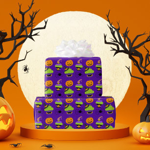 Papier Cadeau Enfants mignons Halloween violet