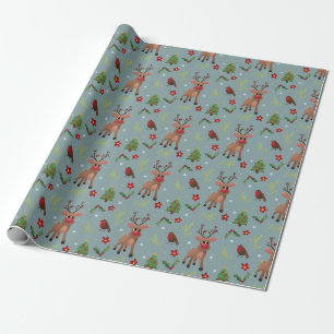 Papier Cadeau Enfants Noël Rudolph Reindeer Motif Vacances