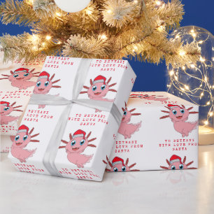 Papier Cadeau Enfants Nom Amour De Père Noël Cute Axolotl