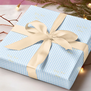 Papier Cadeau Enfants personnalisés Baby Boy Blue White Checker 