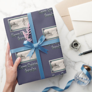 Papier Cadeau Enfants Photo Joyeux Noël Grand-père pourpre