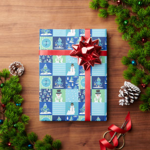 Papier Cadeau Enfants Pieuvre Sports d'hiver Patchwork Personnal