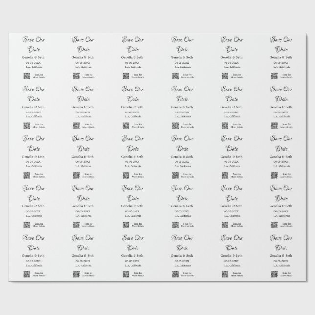 Papier Cadeau Enregistrer la date simple minimum détails du code (Plat)