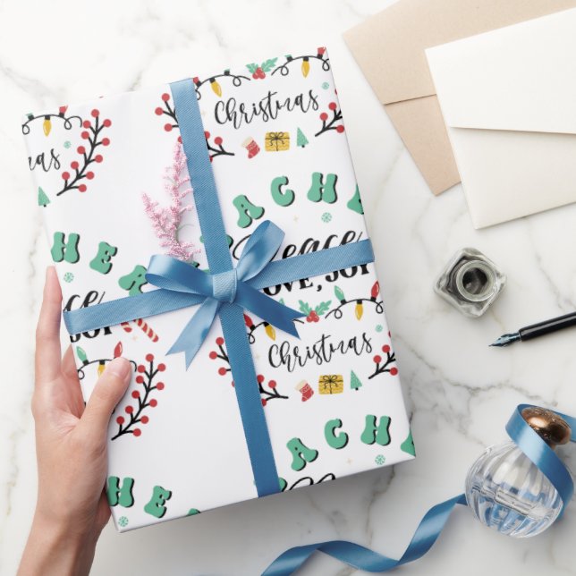 Papier Cadeau Enseignant Paix Amour Joie Noël (Cadeaux)