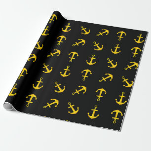 Papier Cadeau Ensemble d'Ancres en bateau doré