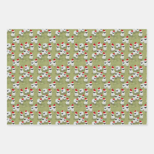 papier cadeau ensemble de fêtes avec des moutons c