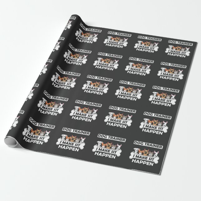 Papier Cadeau Entraîneur de chiens amusant Humour de l'éducation (Déroulé)