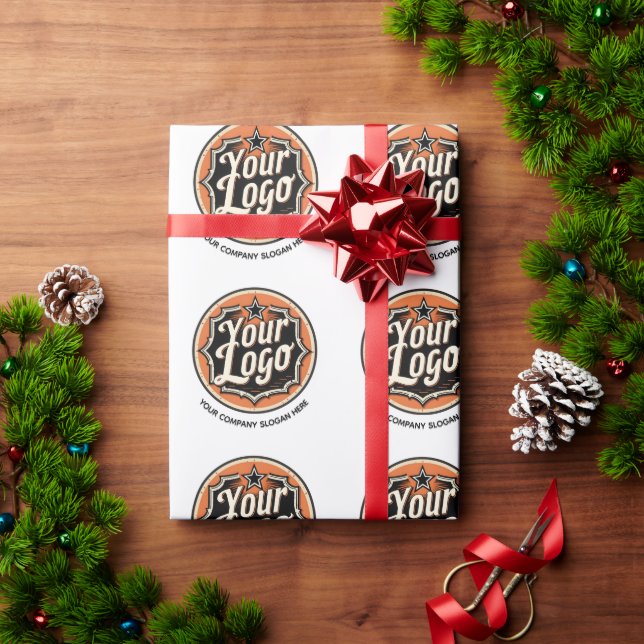 Papier Cadeau Entreprise de logo et de texte personnalisés simpl (Cadeau de vacances)