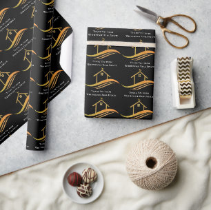 Papier Cadeau Entreprise immobilière personnalisée Chic Noir Réa