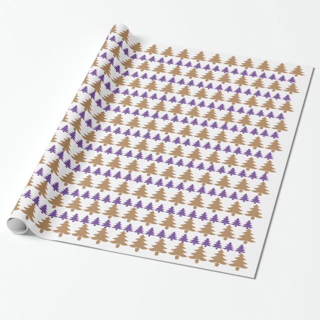 Papier Cadeau Enveloppe blanche pourpre et d'Or-Tan de Noël (Déroulé)