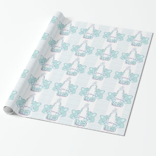 Papier Cadeau Enveloppe bleue de nouveau nom de bébé de