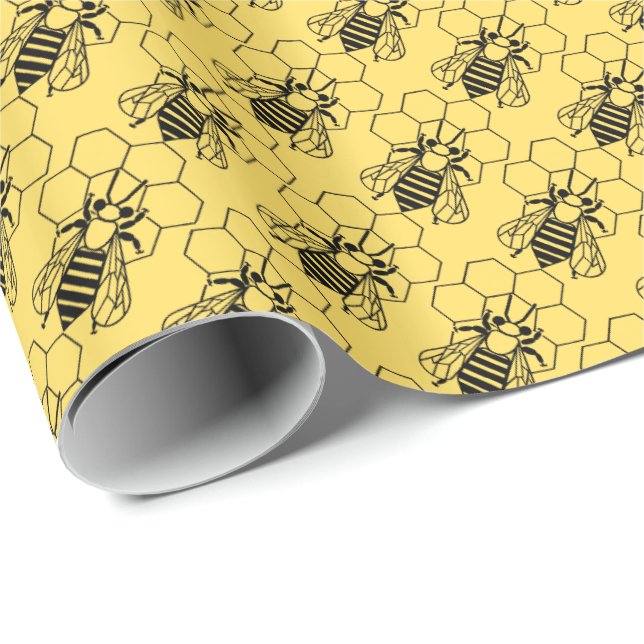 Papier Cadeau Enveloppe cadeau - Abeille sur peigne (Coin rond)