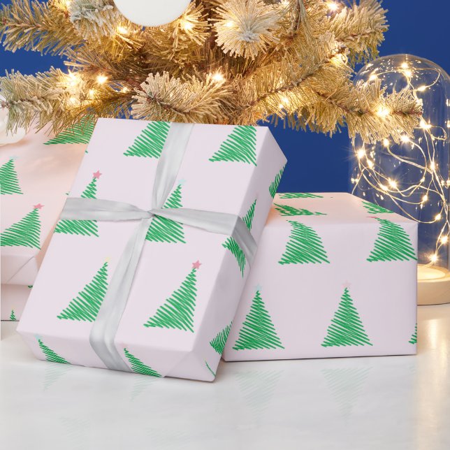 Papier Cadeau Enveloppe cadeau Arbre de Noël rose (Vacances)