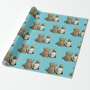 Papier Cadeau Enveloppe cadeau bébé et ours en peluche