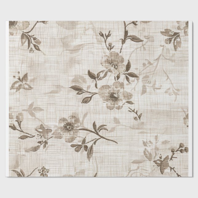 Papier Cadeau Enveloppe Cadeau Beige Fleur (Plat)