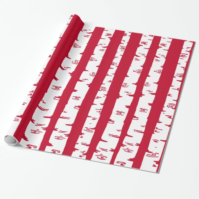 Papier Cadeau Enveloppe cadeau Birch Trees / Rouge (Déroulé)