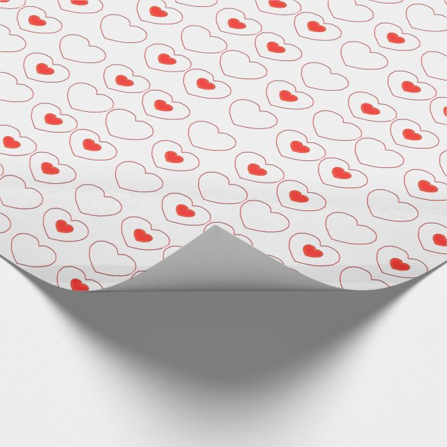 Papier Cadeau Enveloppe cadeau - Coeurs rouges dans les lignes (Coin)