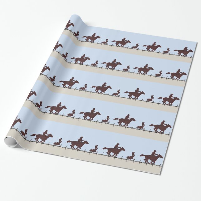 Papier Cadeau Enveloppe Cadeau Cowboy Barbed Wire (Déroulé)
