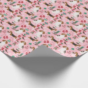 Papier Cadeau Enveloppe cadeau de chien de Noël Beagle - rose