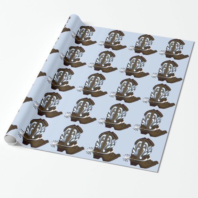 Papier Cadeau Enveloppe cadeau de démarrage Brown et bleu Cowboy (Déroulé)