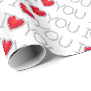 Papier Cadeau Enveloppe cadeau de Noël/Je t'aime avec des diaman