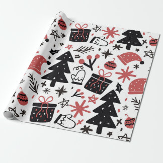 Papier Cadeau Enveloppe cadeau de Noël noir et rose élégant