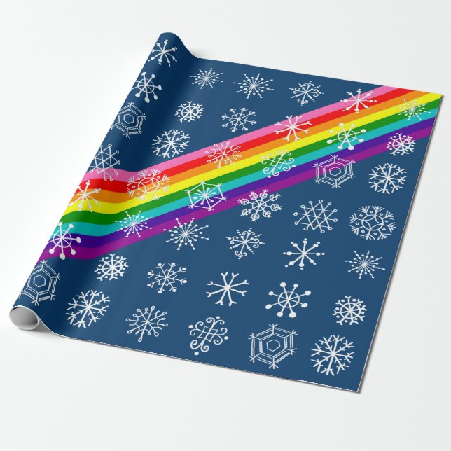 Papier Cadeau Enveloppe cadeau de vacances Snowflake avec arc-en (Déroulé)