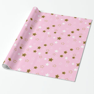 Papier Cadeau Enveloppe cadeau des étoiles rose et or