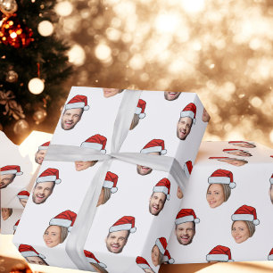 Papier Cadeau Enveloppe Cadeau Face Santa Hat, Personnalisé Face