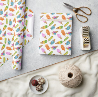 Papier Cadeau Enveloppe cadeau Motif crème glacée colorée