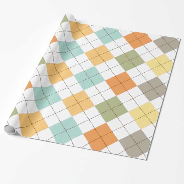Papier Cadeau Enveloppe cadeau Motif diamant rétro (Déroulé)