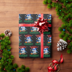 Papier Cadeau Enveloppe cadeau père Noël Shark Merry Sharkmas