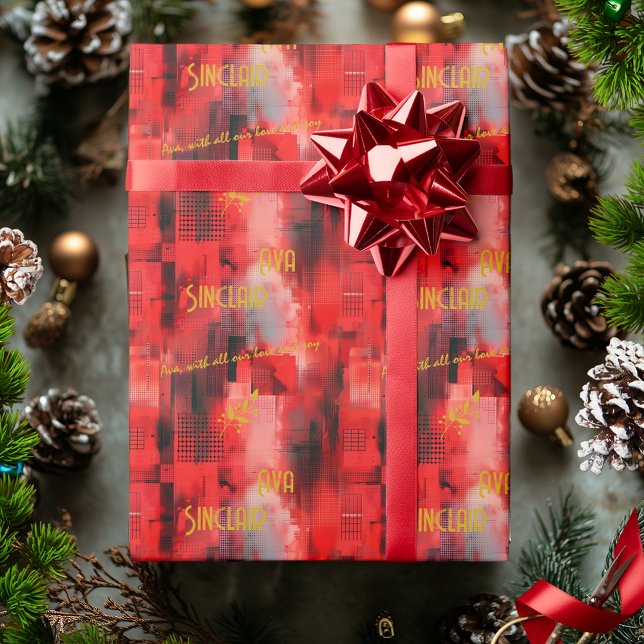 Papier Cadeau Enveloppe cadeau personnalisé rouge et or (Créateur téléchargé)