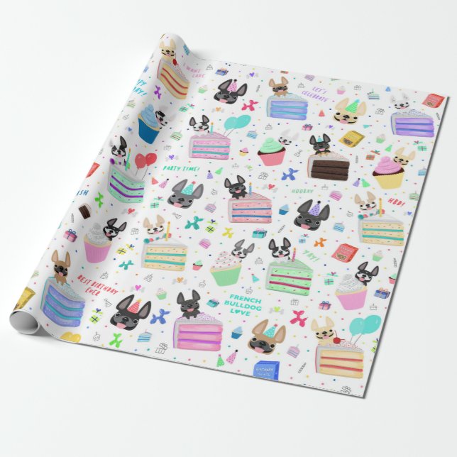 Papier Cadeau Enveloppe Cadeau pour l'anniversaire de Bulldog en (Déroulé)