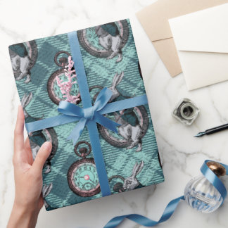 Papier Cadeau Enveloppe cadeau Rabbit blanc et Montre de poche