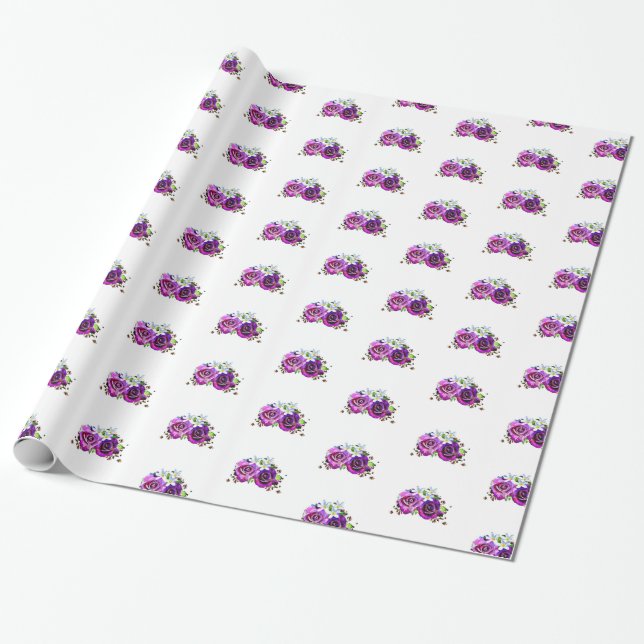 Papier Cadeau Enveloppe cadeau Rose violet (Déroulé)