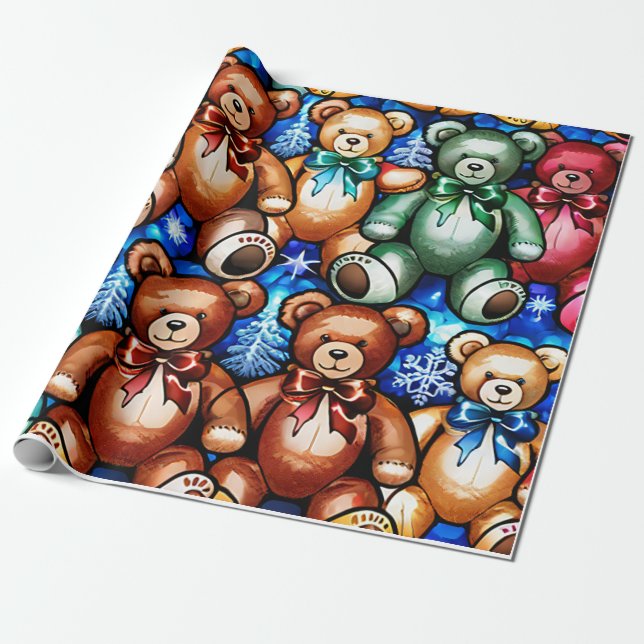 Papier Cadeau Enveloppe cadeau vintage Nounours (Déroulé)