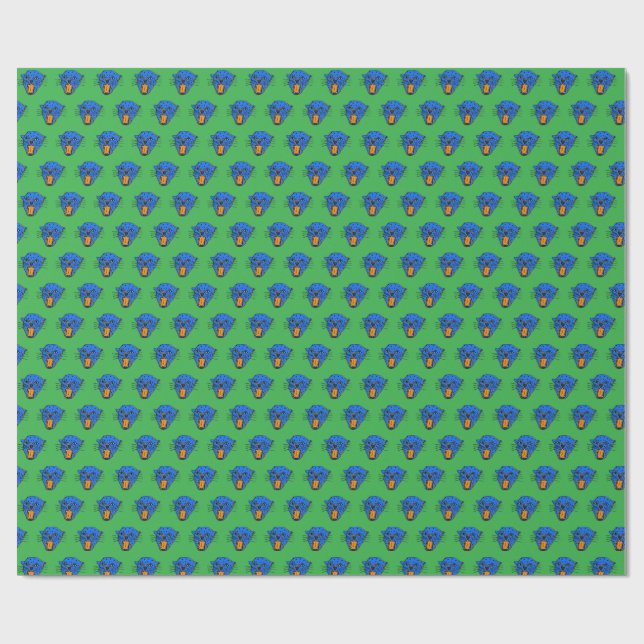 Papier Cadeau Enveloppe cadeau Wild Roar - Motif Panther Bleu (Plat)