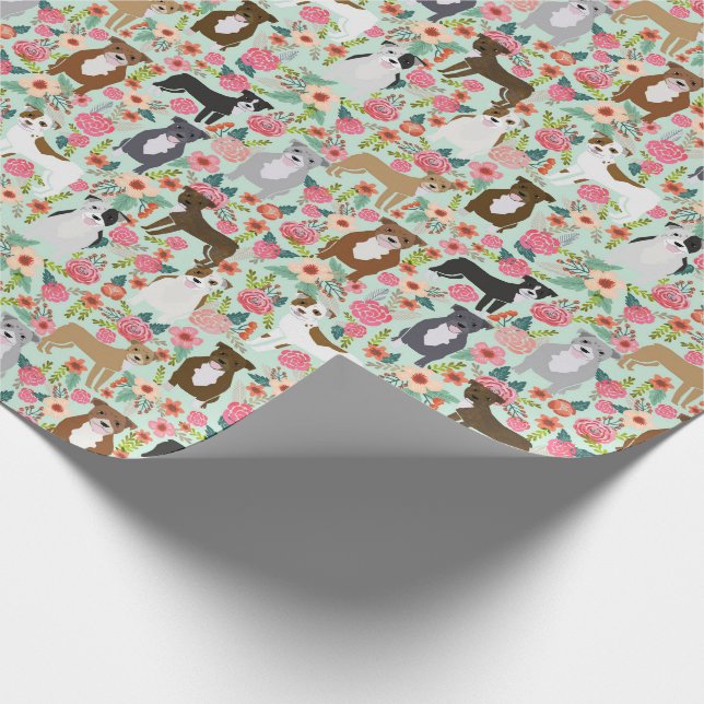 Papier Cadeau Enveloppe cadeaux Pitbull Florals (Coin)