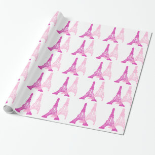 Papier Cadeau Enveloppe cadeaux Tour Eiffel rose et magenta