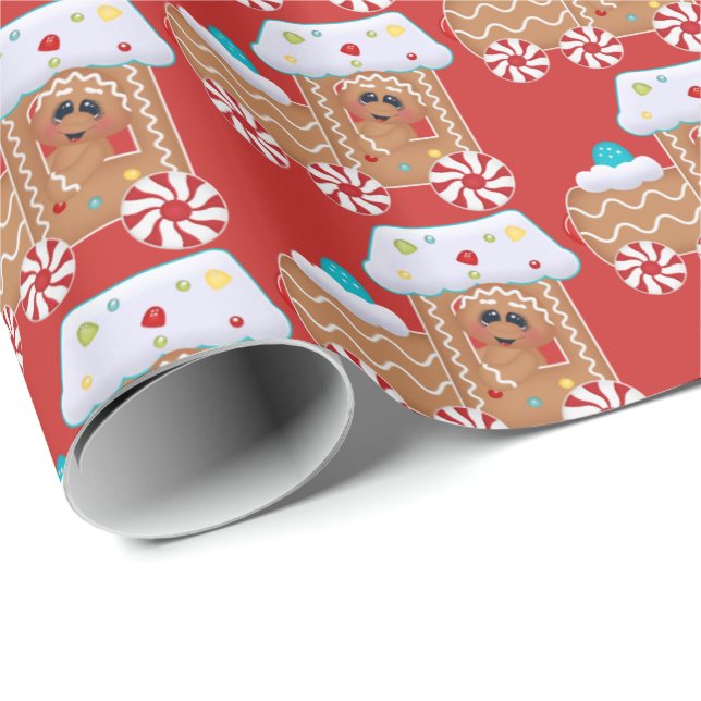 Papier Cadeau Enveloppe carrelée par fête de Noël mignonne de (Coin rond)