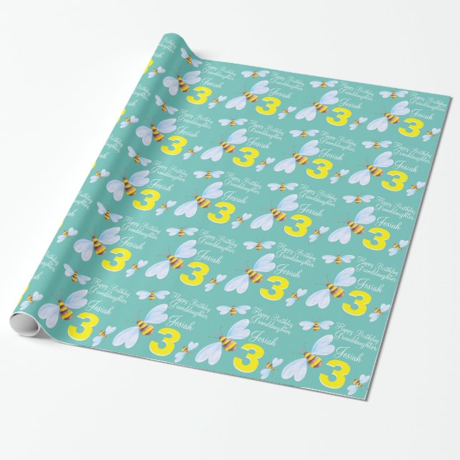 Papier Cadeau Enveloppe d'anniversaire d'abeille nommée de (Déroulé)