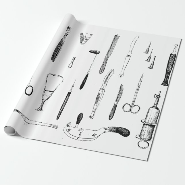 Papier Cadeau Enveloppe de cadeau antique d'instruments médicaux (Déroulé)