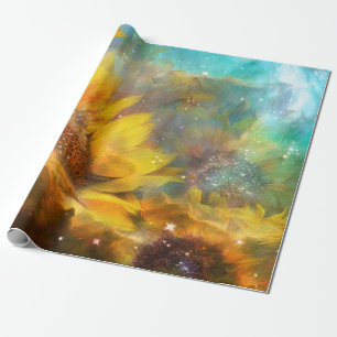 Papier Cadeau Enveloppe de cadeau céleste d'art de tournesols