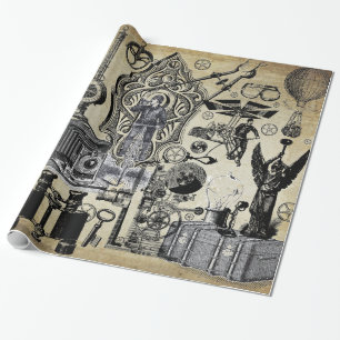 Papier Cadeau Enveloppe de cadeau de collage de Steampunk
