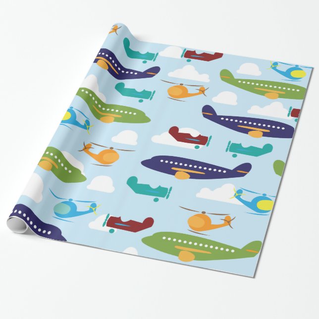 Papier Cadeau Enveloppe de cadeau de thème d'aviation d'avion (Déroulé)