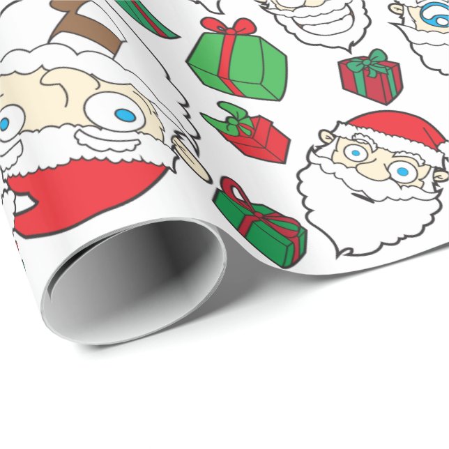 Papier Cadeau Enveloppe de cadeau drôle de Noël du père noël (Coin rond)