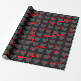 Papier Cadeau Enveloppe de cadeau grise noire de coeurs d'amour